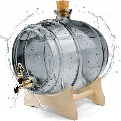 Barril de vidrio de 5 litros, barril gris con grifo, regalo de Navidad para zumos (1/5)