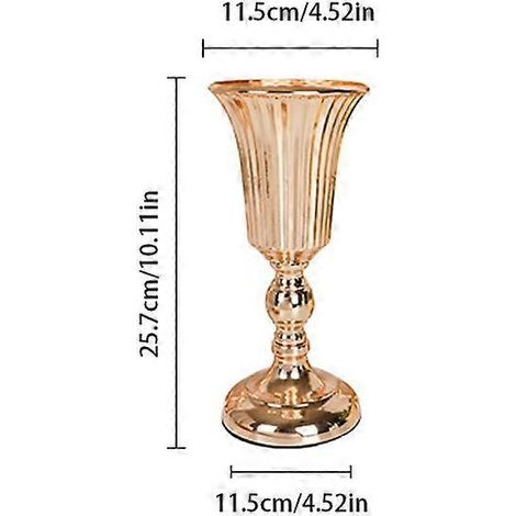 1 vase trompette en métal, porte-fleurs, centre de table, vase de bureau