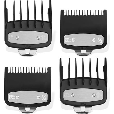4 Pieces Clipper Combs Guide Comb Limit Hair Clippers One Blade Comb for Hair Clippers Protective Cover (Black) (1/5)