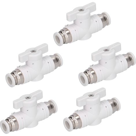 Raccord pneumatique manuel BUC-8 laiton nickelé/PBT pour tuyau 8 mm – 5 pièces (1/5)