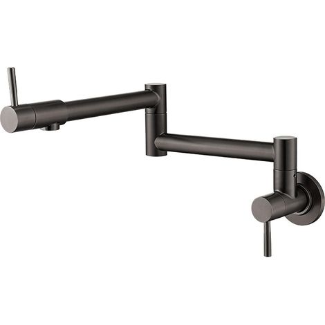 Robinet de cuisine encastré en acier inoxydable 307, rabattable, télescopique et pivotant, pour évier à eau chaude et froide-gris acier