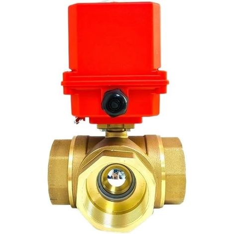 2" Brass Electric Ball Valve Three-Wire Three-Way Air Conditioning Floor Heating Water Tower Switch Valve 220 24 12V (Size : 2", Color : 24) (1/5)