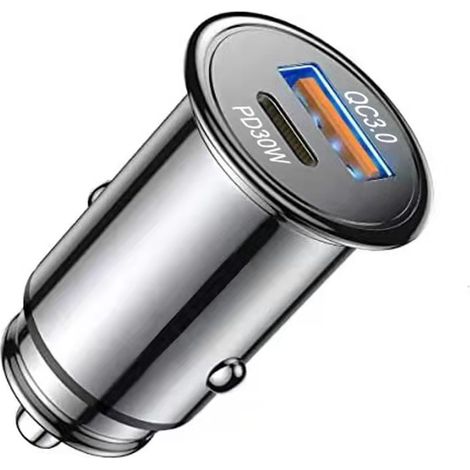 Cargador USB para coche, cargador USB C PD48W de carga rápida, cargador USB A QC3.0 totalmente metálico para iPhone 14 13 12 11 Pro Max Samsung S21 Galaxy Huawei iPad AirPods Switch LG (1/4)