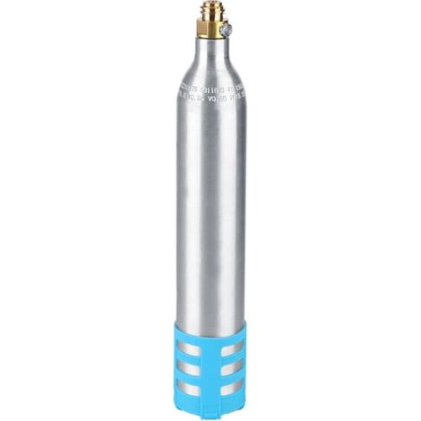 Bouteille d'eau gazeuse rechargeable 0,6 L, cartouche de CO2 de rechange réutilisable, accessoires pour machine à soda, couvercle en silicone bleu (1/5)