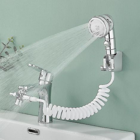 Kit de douchette pour lavabo, pommeau de douche à main pour robinet de salle de bain, flexible de douchette avec 3 modes de jet pour le lavage des cheveux et autres besoins de salle de bain. (1/5)
