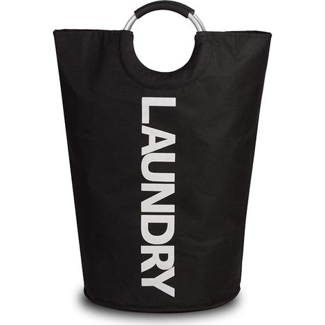 Panier à Linge 82 L - Poignées Durables - Sac à Linge Pliable en Tissu Imperméable et Portable - Panier de Rangement pour Dortoir, Salle de Bain, Université – Noir