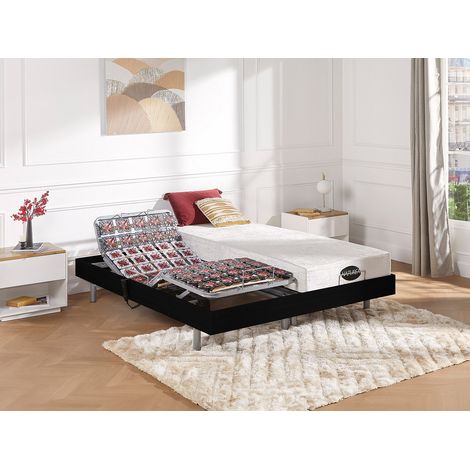 Sommier électrique de relaxation déco 2x78 plots - 2 x 90 x 200 cm - Noir - NAFURI de YSMÉE