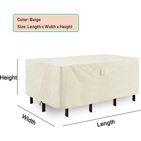 Housse de protection robuste 420D pour mobilier de jardin extérieur (canapé, table, chaises, terrasse) : imperméable, coupe-vent, anti-UV, résistante à la pluie et à la neige. (420D - Beige, 160 x 160 (1/4)