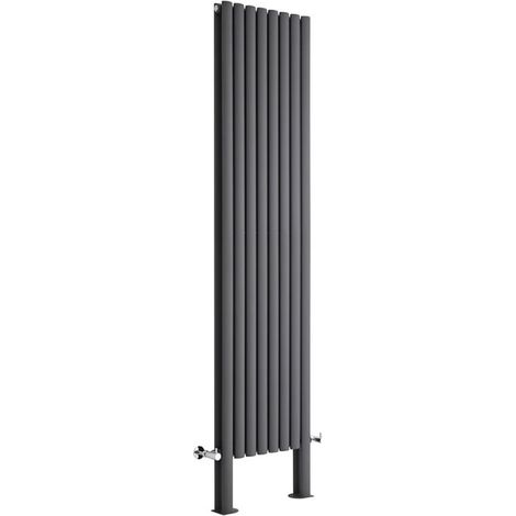 Milano Aruba Anthracite Vertical Column Single Oval Panel Radiator - 1780mm x 236mm (1/5)