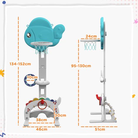 Ensemble 5 en 1 réglable en hauteur avec panier de basket, but de football et balle de golf pour enfants (3-6 ans) (1/5)
