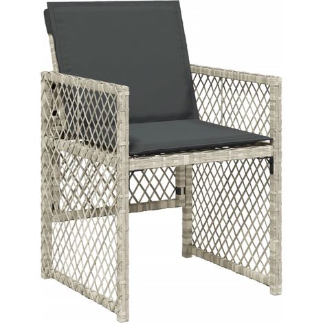vidaXL Sedie da Giardino con Cuscini 4 pz Grigio Chiaro in (1/5)