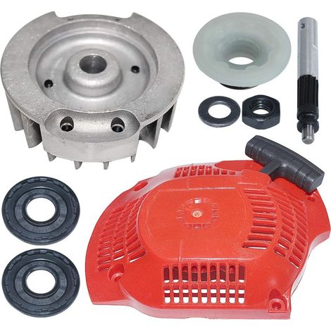 Démarreur à rappel volant moteur 544111801 pour tronçonneuse Husqvarna 445 450 Pièce avec pompe à huile, pignon hélicoïdal, joint, écrou et rondelle (1/5)