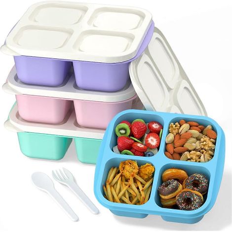Essensvorbereitungsbehälter (4er-Pack), Bento-Lunchbox mit 4 Fächern