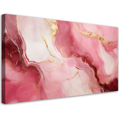 Tableau déco Marbre Rose Pierre Eléments Or 100x50 (1/5)