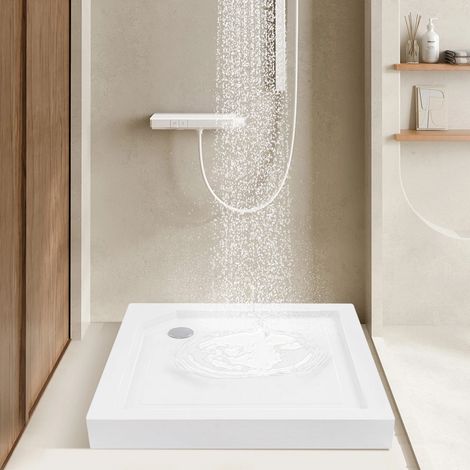 Shower Base, 36x36" Anti-Slip Shower Pan Center Drain, Bright White for 3-Wall Install (1/5)