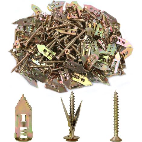 200PCS ancrages autoperceurs pour cloisons sèches avec kit de vis, pas de perceuse ni de trous dans le mur pour TV, étagère, carbénet, rideaux (1/5)