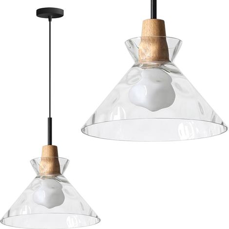 Pendant Lamp TOOLIGHT APP1183-1CP B Black Gold Metal Glass E27 1-light point
