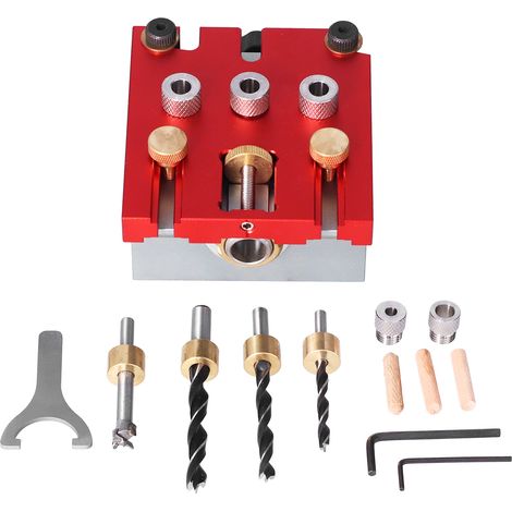 3 en 1 Guide de Perçage pour Bois, Gabarit de Positionnement de Trou, Système de Perçage de Précision, Kit en Alliage d'Aluminium (1/5)