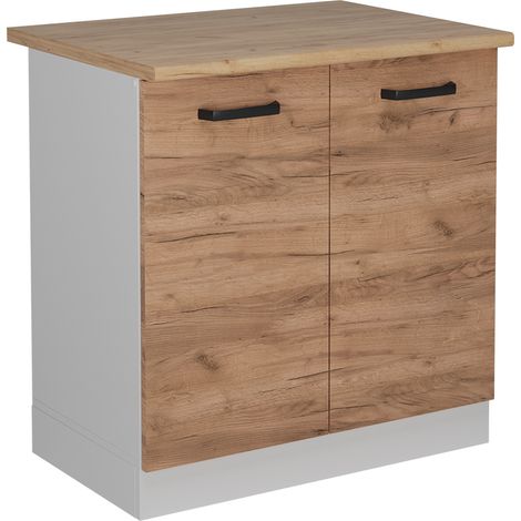 Spülenunterschrank R-Line, Goldkraft Eiche, 80 cm AP Eiche, Vicco