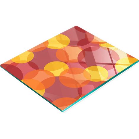 Tabla de cortar y servir decorativa de vidrio, círculos coloridos, 60x52 cm (1/5)