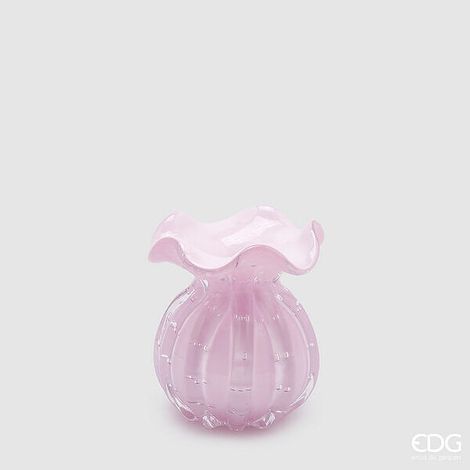 EDG Enzo De Gasperi Vaso Sacchetto H 12 Cm D 10 Cm Vetro Pink