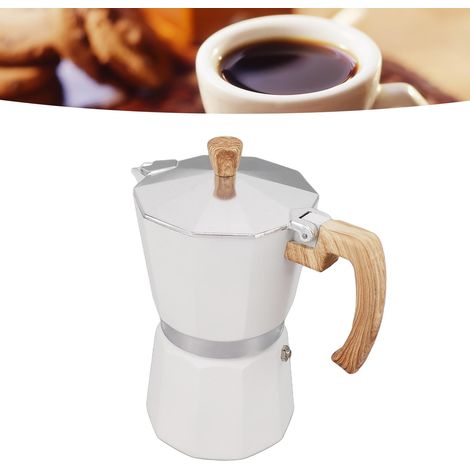 Cafetière italienne (Moka), en aluminium, de forme octogonale, blanche, 300 ml (1/5)