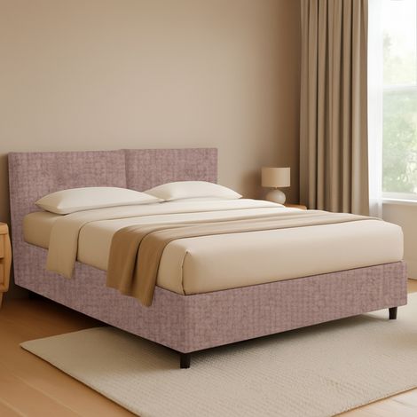 Letto Piazza e Mezza Leeds, Sfoderabile, Contenitore Made in Italy, Rosa Antico (1/5)