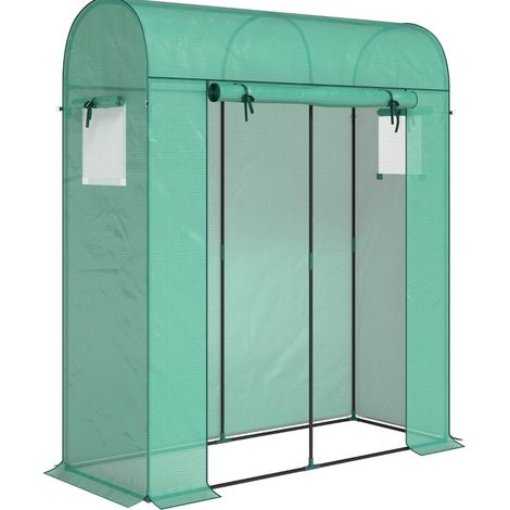 Invernadero de túnel para tomates 170 x 68 x 200 cm verde con puerta enrollable y ventanas de malla (1/5)