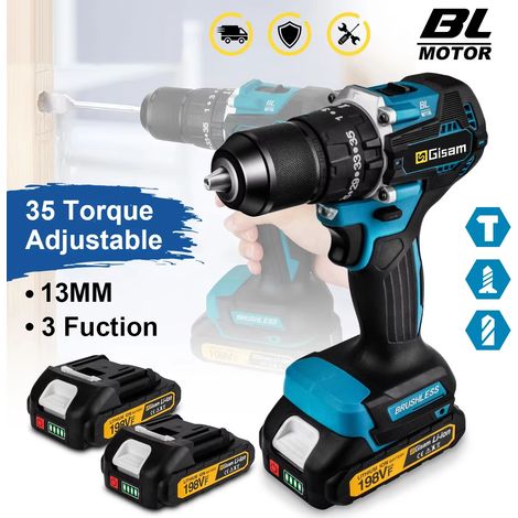 Perceuse-visseuse à percussion 13mm sans balais 35+3 – outil électrique sans fil Makita 18V, avec 2 batteries (1/5)