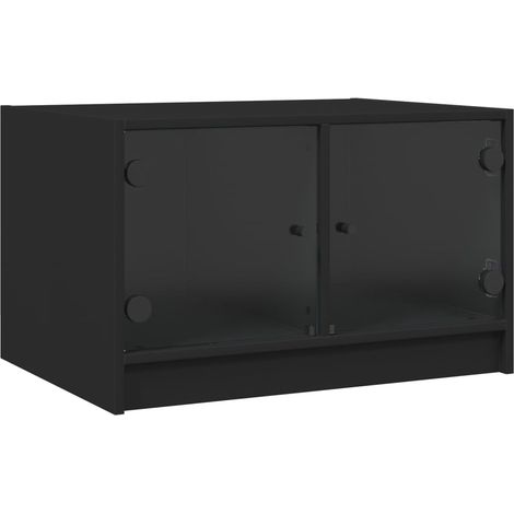 Maison Exclusive - Couchtisch mit Glastüren Schwarz 68x50x42 cm