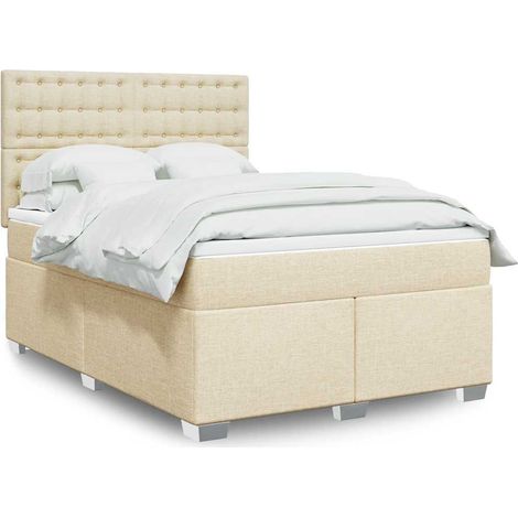 Boxspringbett mit Matratze Creme 140x200 cm Stoff