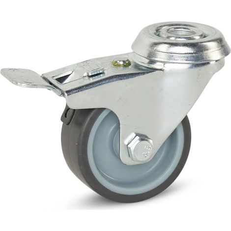 Roue de meuble pivotante freinée - MESO - Trou central - 50 mm - 40 kg