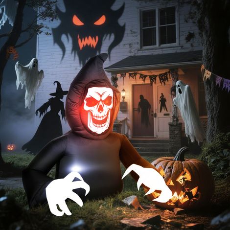 Aufblasbare Halloween-Dekoration. Sensenmann. LED-Leuchten. Gebläse. Kabel (1/3)