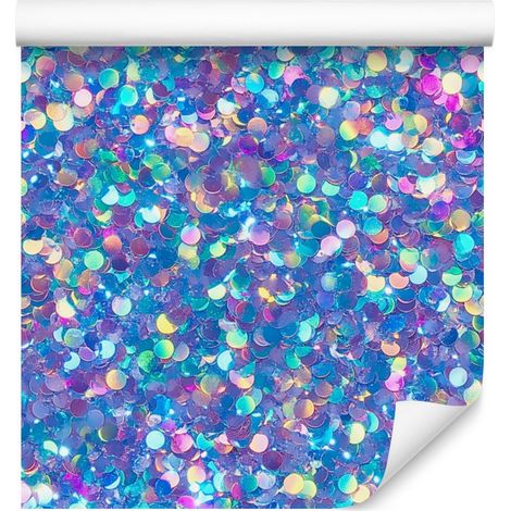 Papier peint à paillettes irisées bleues, turquoise et violettes 50x1000 cm (1/5)