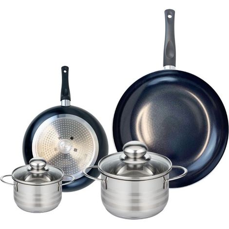 Ensemble de 2 Poêles de cuisson 20 et 28 cm et 2 faitouts 12 et 16 cm Elo Prima Brillant (1/5)