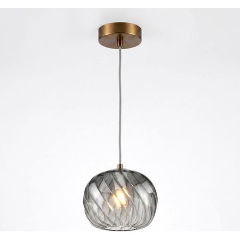 Lampadario moderno top light tide 1242 delta + r10t1 os e27 led metallo vetro pirex, vetro fumè (1/5)