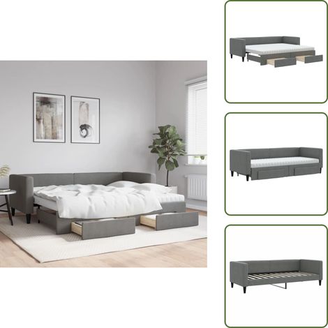 Cama con cajones - vidaXL Sofá cama nido con cajones tela gris oscuro 80x200 cm - Almacenamiento