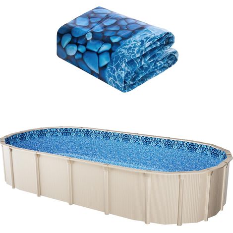 Revêtement de Piscine Ovale, 1006x549x120 cm, Doublure Durable de Style en Vinyle Calibre Standard, Résiste à l'usure, Rétention d'eau, pour Piscines Hors Sol à Parois de Hauteur 132 cm (1/5)