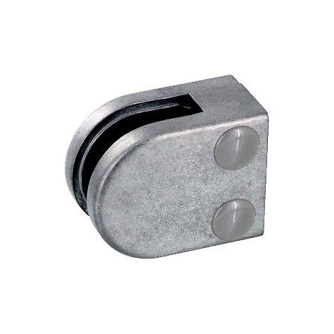 Pinces à verre pour garde-corps - modèle 00 - demi-ronde 40x50 mm - support plat - inox 304 brossé - DESIGN PRODUCTION (1/3)