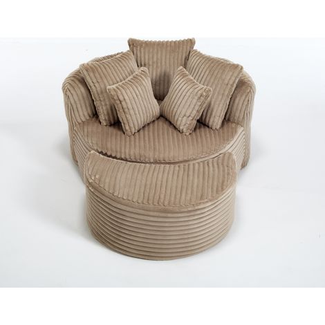 Poltrona relax 168x123x63 cm in tessuto color cammello con poggiapiedi FloraGrace (1/5)