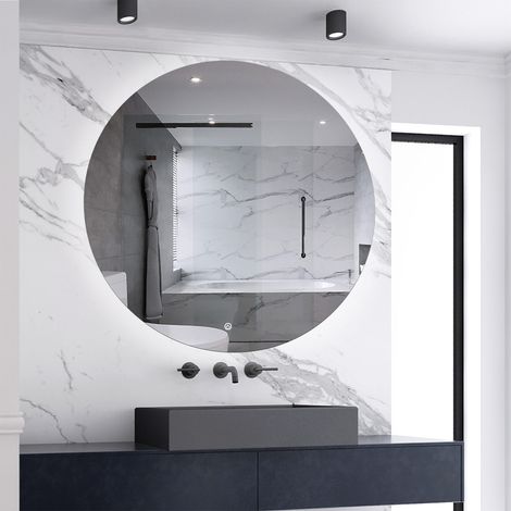 Round LED Bathroom Mirror with Light Demister Touch Sensor-1000mm (1/5)