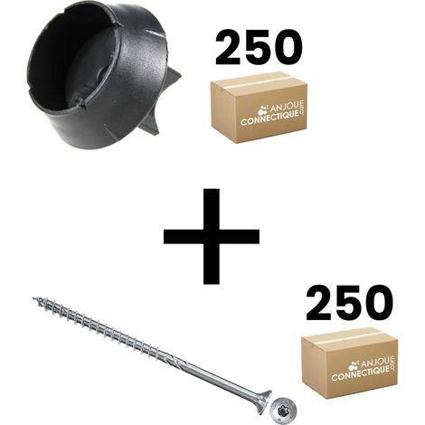 Lot de 250 supports de rail 17mm SIXBOX + 250 vis bois Ø5,0x60 tête fraisée TX - Sixbox (1/4)
