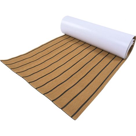 Tapis de pont en teck EVA pour planche de surf, bateau ou yacht (bandes marron et noires) (1/5)