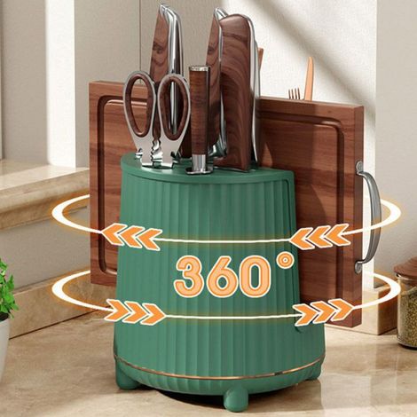 Sonew porte-couteau rotatif de cuisine (Vert)Porte-couteau Rotatif Multifonctionnel Couteau De culinaires range Vert Vert foncé (1/5)