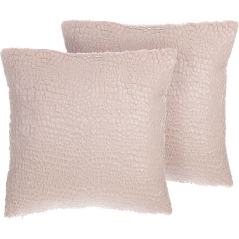 Set of 2 Decorative Cushions PEONY 45 x 45 cm Pink Solid