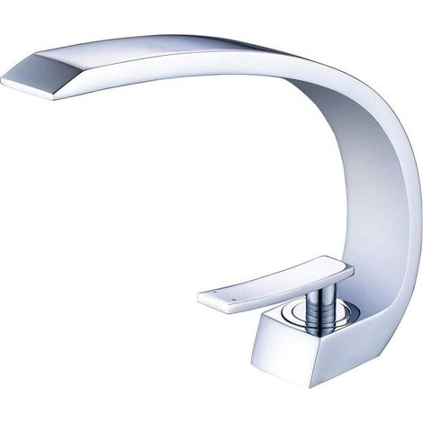 ZOLGINAH Robinet d'évier de salle de bain en chrome avec tuyau d'alimentation, robinet de lavabo monotrou à conception unique, mitigeur de lavabo (1/5)
