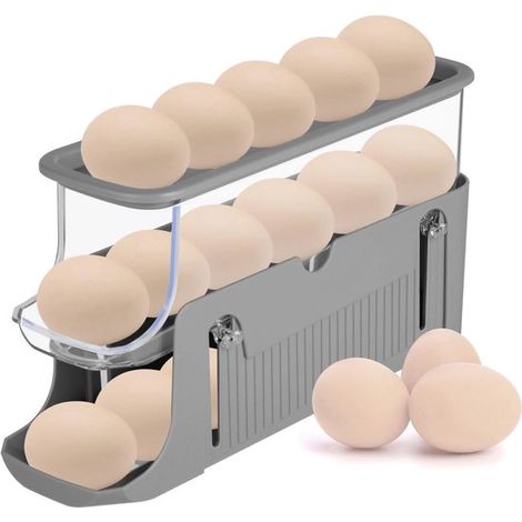 Dispensador de huevos de 3 niveles para refrigerador: almacenamiento de huevos que ahorra espacio para 17 huevos. (1/5)