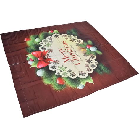 Rideau de Noël en fibre de polyester, impression numérique 3D « Joyeux Noël », rideau personnalisé pour porche ou balcon extérieur, 170 x 200 cm, Noël 8 (1/5)