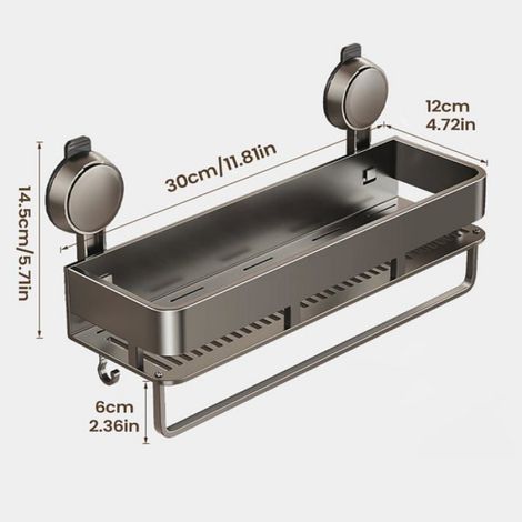 Étagère De Douche - Ventouses - Aluminium - Pour Salle De Bain - 1 Pièce (1/5)