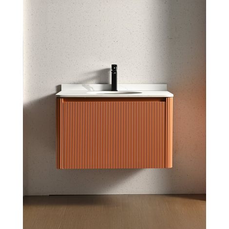Meuble de salle de bain Artea Terracotta 80 cm – Façades cannelées